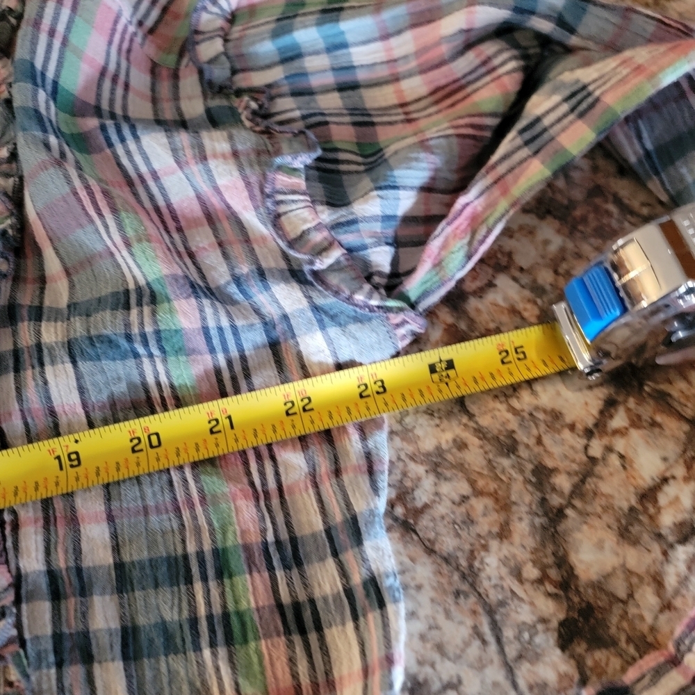 Rl Chaps Plaid Button Down Ruffle Accent 100% Cot… - image 5